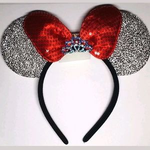 Minnie ears silver red crystal crown